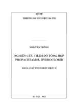 Nghiên cứu thăm dò tổng hợp propacetamol hydroclorid​