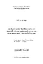 Nghiên cứu những yếu tố ảnh hưởng đến năng suất của các doanh nghiệp vừa và nhỏ trong ngành may ở tp.hcm