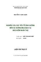 Nghiên cứu các yếu tố ảnh hưởng đến xu hướng mua dịch vụ bảo hiểm nhân thọ