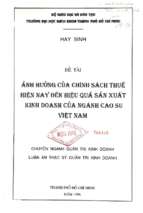 ảnh hưởng của chính sách thuế hiện nay đến hiệu quả sản xuất kinh doanh của nghành cao su việt nam