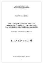 Chế tạo gạch xốp cách nhiệt từ diatomite và khảo sát phương pháp xác định hệ số dẫn nhiệt cho sản phẩm 