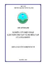 Nghiên cứu biện pháp làm tăng độ tan và độ hòa tan của felodipin​