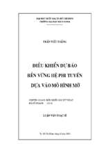 điều khiển dự báo bền vững hệ phi tuyến dựa vào mô hình mờ