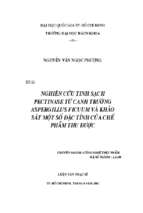 Nghiên cứu tinh sạnh pectinase từ canh trường aspergillus ficuum và khảo sát một số đặc tính của chế phẩm thu được