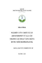 Nghiên cứu chiết xuất artemisinin từ lá cây thanh cao hoa vàng bằng dung môi isopropanol​