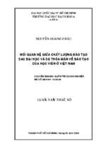 Mối quan hệ giữa chất lượng đào tạo sau đại học và sự thỏa mãn về đào tạo của học viên việt nam