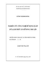 Nghiên cứu công nghệ sử dụng bã ép dứa làm thức ăn bổ sung cho lợn