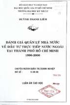 đánh giá quản lý nhà nước về đầu tư trực tiếp nước ngoài tại thành phố hồ chí minh