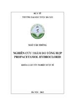 Nghiên cứu thăm dò tổng hợp propacetamol hydroclorid​