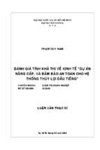 đánh giá tính khả thi về kinh tế  dự án nâng cấp và đảm bảo an toàn cho hệ thống thủy lợi dầu tiếng 