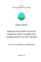 đánh giá hoạt động xây dựng danh mục thuốc tại bệnh viện đa khoa huyện can lộc năm 2010​