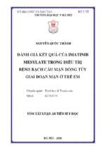 đánh giá kết quả của imatinib mesylate trong điều trị bệnh bạch cầu mạn dòng tủy giai đoạn mạn ở trẻ em tt