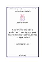 Nghiên cứu ứng dụng phẫu thuật nội soi toàn bộ trong điều trị thông liên nhĩ tại bệnh viện e