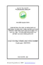 ảnh hưởng của việc áp dụng một số biện pháp vệ sinh thú y theo hướng an toàn sinh học đến khả năng sản xuất thịt của gà lai ♂ri x ♀lương phượng nuôi tại huyện cao lộc tỉnh lạng sơn
