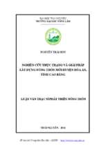 Nghiên cứu thực trạng và giải pháp xây dựng nông thôn mới huyện hòa an tỉnh cao bằng