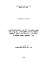 ảnh hưởng của thuốc trừ sâu hoạt chất quinalphos lên sinh lý sinh hóa và tăng trưởng của cá chép cyprinus carpio linnaeus 1758