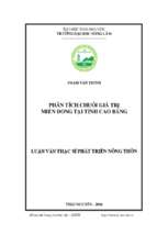 Phân tích chuỗi giá trị miến dong tại tỉnh cao bằng