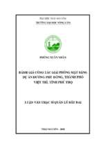 đánh giá công tác giải phóng mặt bằng dự án đường phù đổng thành phố việt trì tỉnh phú thọ