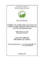 Nghiên cứu tuyển chọn cây lê ưu tú và một số biện pháp kỹ thuật đối với cây lê tại tỉnh bắc kạn