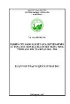 Nghiên cứu đánh giá kết quả chuyển quyền sử dụng đất trên địa bàn huyện tràng định tỉnh lạng sơn giai đoạn 2014 2016