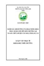 đánh giá ảnh hưởng của hoạt động khai thác quặng sắt đến môi trường tại xã sơn thủy huyện văn bàn tỉnh lào cai