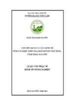 Chuyển dịch cơ cấu kinh tế nông nghiệp trên địa bàn huyện phú bình tỉnh thái nguyên