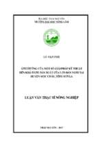 ảnh hưởng của một số giải pháp kỹ thuật đến khả năng sản xuất của lợn bản nuôi tại huyện mộc châu tỉnh sơn la