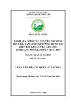 đánh giá công tác chuyển nhượng thừa kế tặng cho quyền sử dụng đất trên địa bàn huyện cao lộc tỉnh lạng sơn giai đoạn 2012 2015