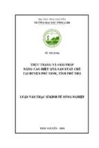 Thực trạng và giải pháp nâng cao hiệu quả sản xuất chè tại huyện phù ninh tỉnh phú thọ