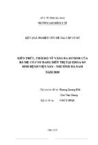 Kiến thức, thái độ về vàng da sơ sinh của bà mẹ có con đang điều trị tại khoa sơ sinh bệnh viện sản – nhi tỉnh hà nam năm 2020