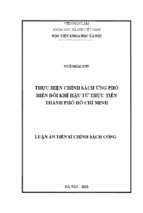 Thực hiện chính sách ứng phó biến đổi khí hậu từ thực tiễn thành phố hồ chí minh