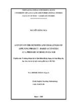 Nghiên cứu về những thuận lợi và khó khăn khi áp dụng các hoạt động dạy học theo dự án tại một trường tiểu học ở hà nội​