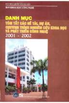 Danh mục tóm tắt các đề tài, dự án, chương trình nghiên cứu khoa học và phát triển công nghệ 2001   2002