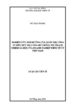 Nghiên cứu ảnh hưởng của quản trị công ty đến mức độ công bố thông tin trách nhiệm xã hội doanh nghiệp niêm yết ở việt nam