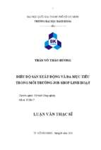 điều độ sản xuất động và đa mục tiêu trong môi trường job shop linh hoạt 