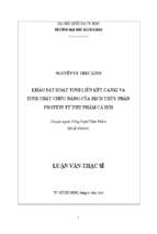 Khảo sát hoạt tính liên kết canxi và tính chất chức năng của dịch thủy phân protein từ phụ phẩm cá hồi 
