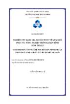 Assessement of water sources in ninh thuan province for agriculture in dry season