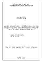 Nghiên cứu biến tính vỏ trấu thành xúc tác cacbon hóa mao quản trung bình, sử dụng để tổng hợp dầu nhờn sinh học tt
