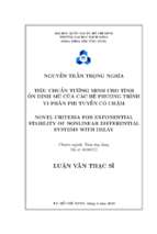 Tiêu chuẩn tường minh cho tính ổn định mũ của các hệ phương trình vi phân phi tuyến có chậm