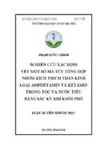 Luận án tiến sĩ nghiên cứu xác định vết một số ma túy tổng hợp nhóm kích thích thần kinh loại amphetamin và ketamin