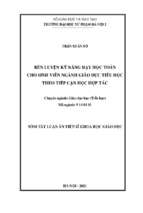 Rèn luyện kĩ năng dạy học toán cho sinh viên ngành giáo dục tiểu học theo tiếp cận học hợp tác tt