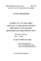 Luận án tiến sĩ nghiên cứu các đặc điểm lâm sàng và một số bất thường điện sinh lý thần kinh ở bệnh nhân đái tháo