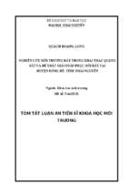 Nghiên cứu môi trường đất trong khai thác quặng sắt và đề xuất giải pháp phục hồi đất tại huyện đồng hỷ, tỉnh thái nguyên tt