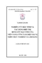 Luận án tiến sĩ nghiên cứu tính độc tính và tác dụng điều trị bệnh gút mạn tính của viên nang cứng tam diệu gia vị