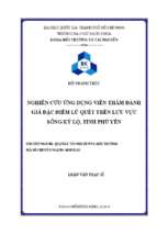 Nghiên cứu ứng dụng viễn thám đánh giá đặc điểm lũ quét trên lưu vực sông kỳ lộ, tỉnh phú yên