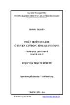 Phát triển du lịch ở huyện vân đồn tỉnh quảng ninh