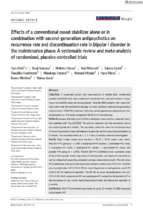 Effects of a conventional mood stabilizer alone or in combination with second‐generation antipsychotics on recurrence rate and discontinuation rate in bipolar i disorder in the maintenance phase a systematic review and me