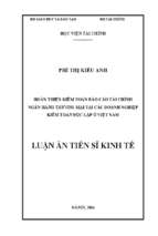 Hoàn thiện kiểm toán báo cáo tài chính ngân hàng thương mại tại các doanh nghiệp kiểm toán độc lập ở việt nam