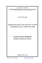 Giải pháp giải quyết việc làm cho lao động thành phố hạ long tỉnh quảng ninh