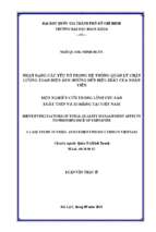 Identifying factors of total quality management affects to performance of employee a case study in steel and cement production in vietnam
